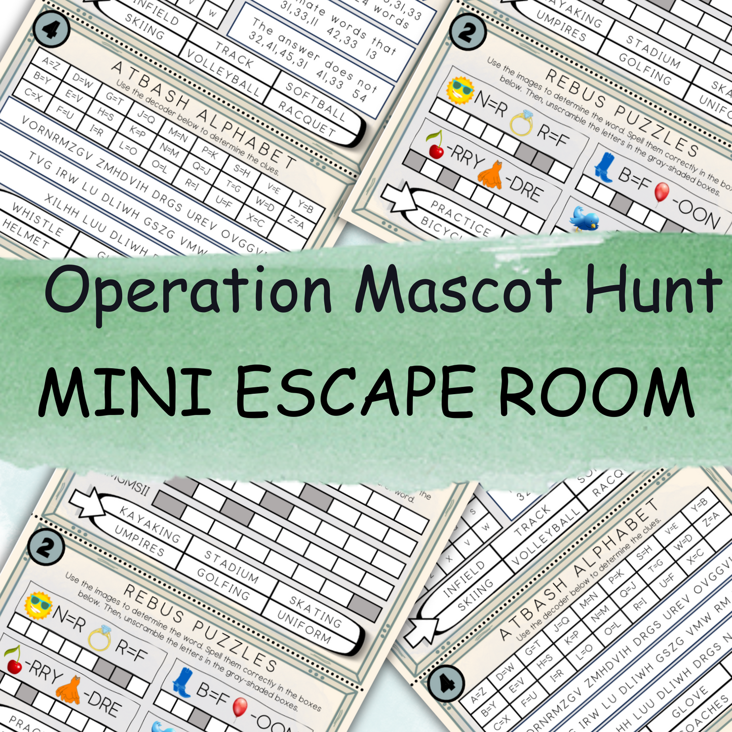 Escape Room - Mini Sport Escape Room Game for Kids - Printable Party Game – Operation Mascot Hunt Game – Birthday Party Game - Kids Puzzle