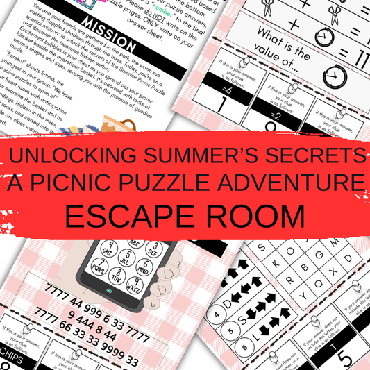 Summer Picnic Escape room, Printable Escape Room, Mystery Break Out, Instant Download Escape Room, Party Game, Kids Puzzles, Mystery Puzzle