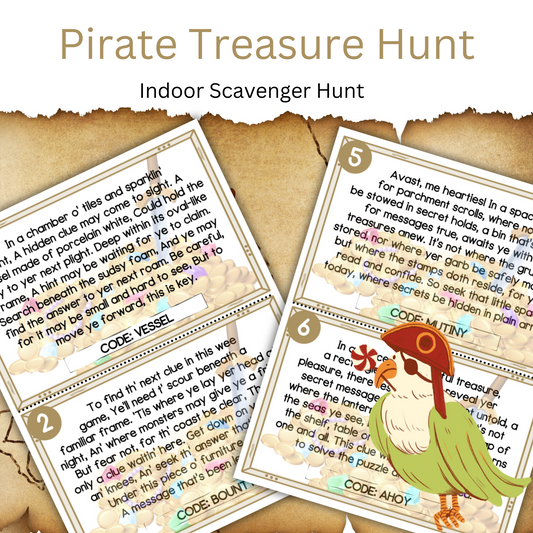 Pirate Scavenger Hunt | Pirate Treasure Hunt Clues | Pirate Birthday Party | Birthday Games And Puzzles | Pirate Birthday Treasure Hunt