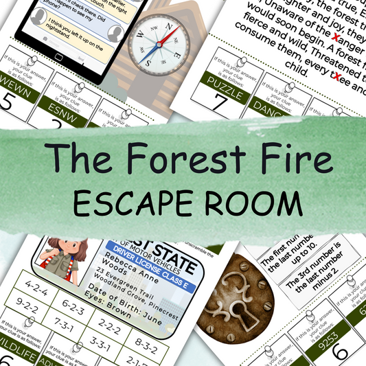 The Forest Fire Escape Room | Printable Escape Room | Mystery Break Out | Instant Download Escape Room | Party Game | Kids Puzzles | Escape Room At Home | Mystery Puzzle