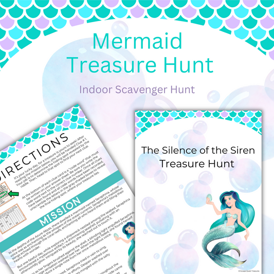 Mermaid Scavenger Hunt | Mermaid Treasure Hunt Clues | Mermaid Birthday Party | Birthday Games And Puzzles | Mermaid Birthday Treasure Hunt
