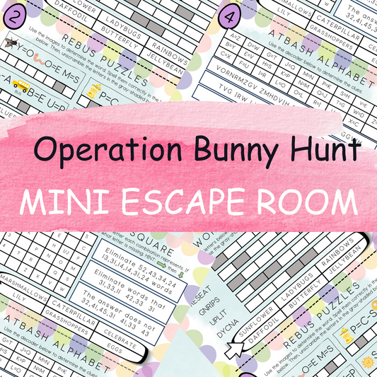 Escape Room - Mini Easter Escape Room Game for Kids - Printable Party Game – Operation Bunny Hunt Game – Birthday Party Game - Kids Puzzle