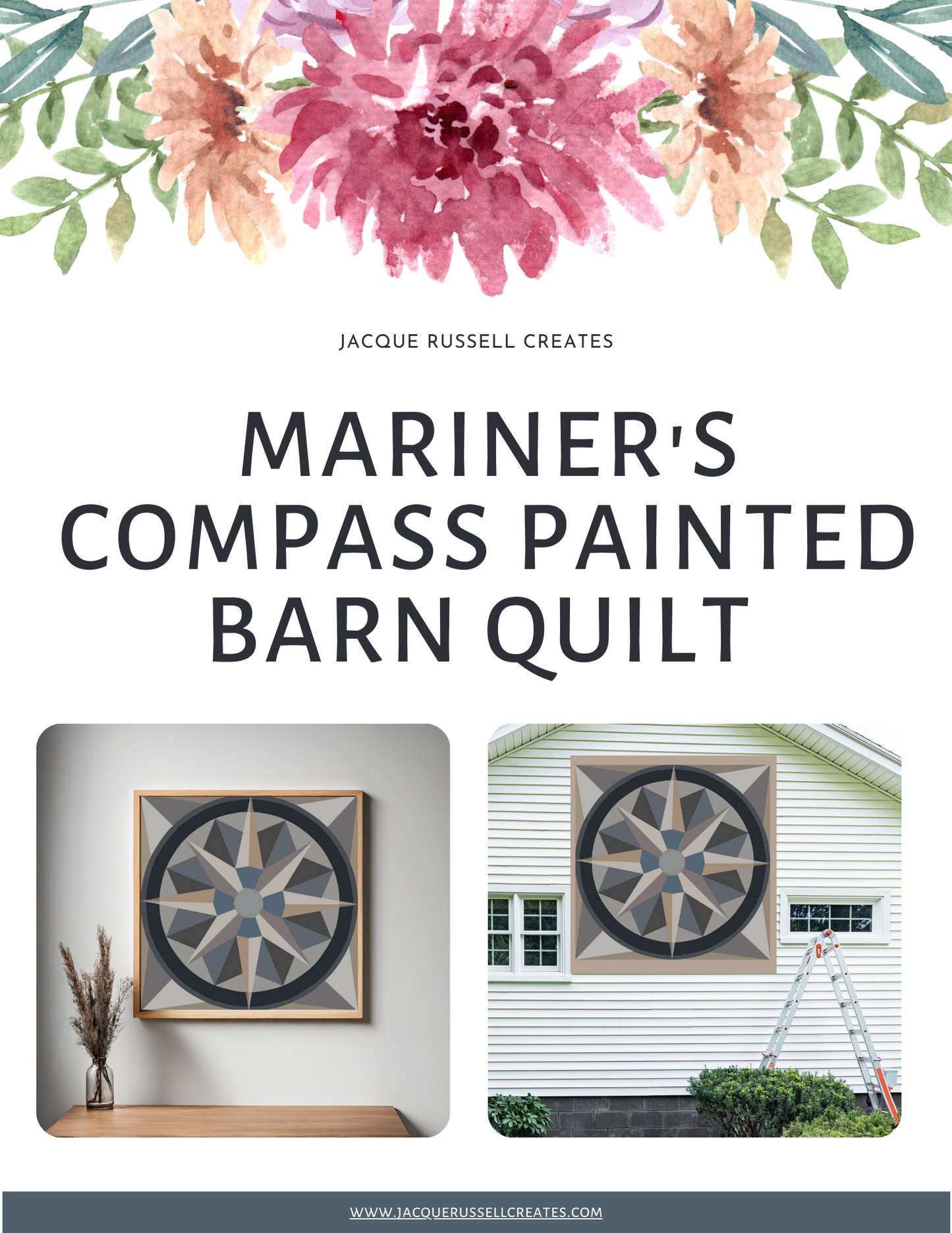 12x12" Mariners compass  Version 2 Painted Barn Quilt Digital PDF SVG Pattern Download