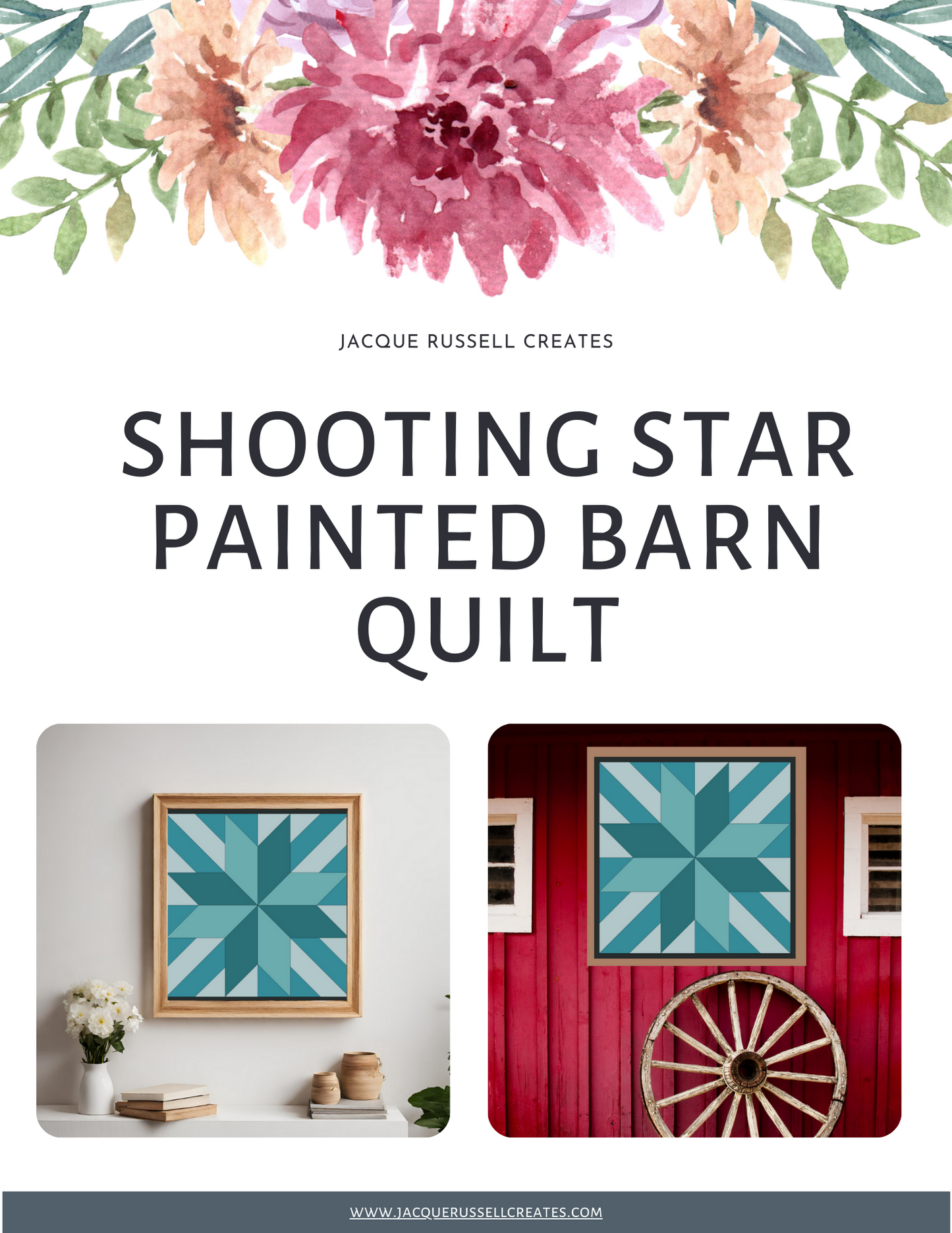 12x12" Shooting Star Barn Quilt PDF Pattern, SVG Pattern, Wood quilt to paint for outdoors Bundle