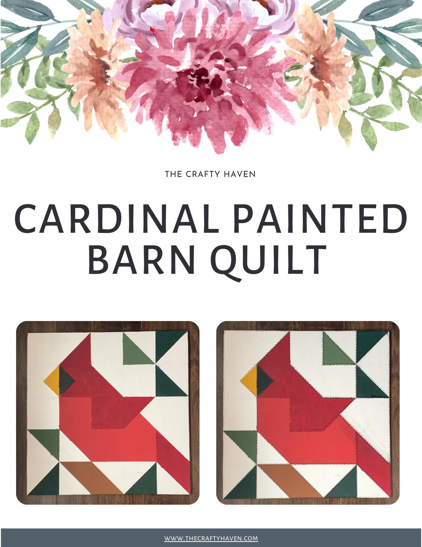Cardinal Barn Quilt PDF Pattern, SVG Pattern, Wood quilt to paint for outdoors Bundle
