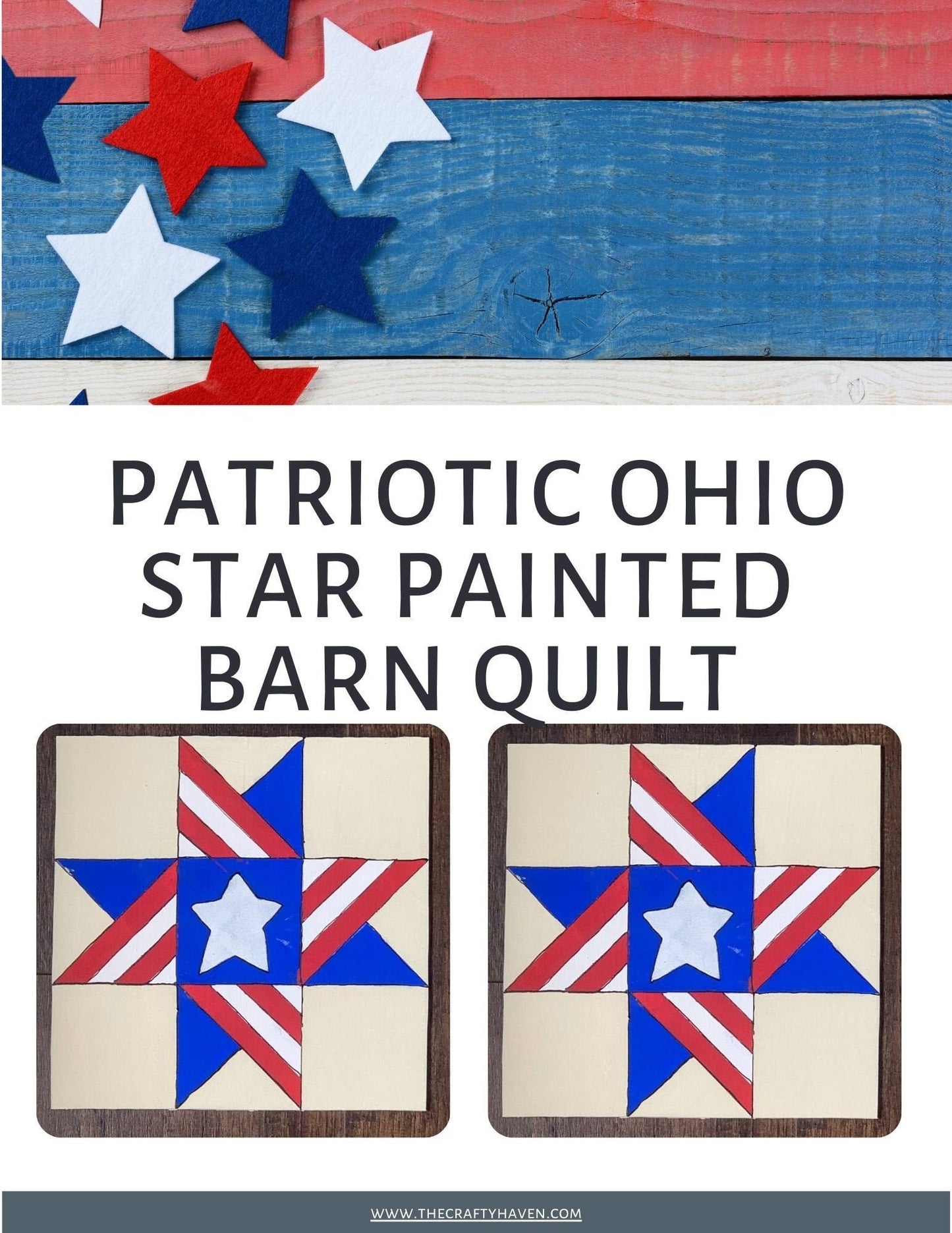 24x24" Patriotic Ohio Star Painted Digital Barn Quilt PDF Pattern SVG