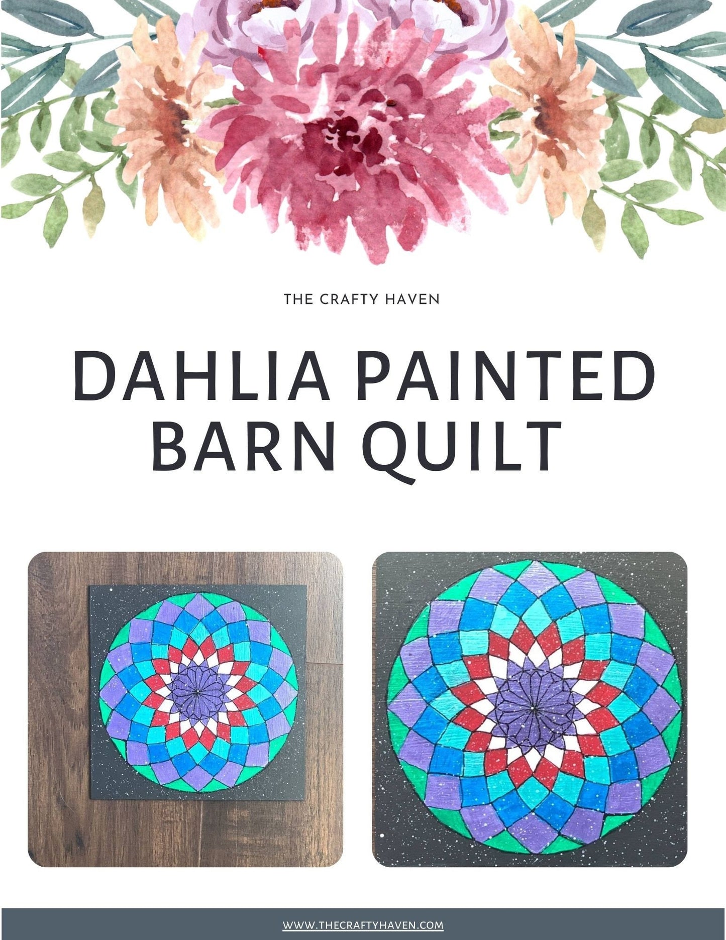 24x24" Dahlia Painted Wood barn Quilt Digital SVG PDF Pattern
