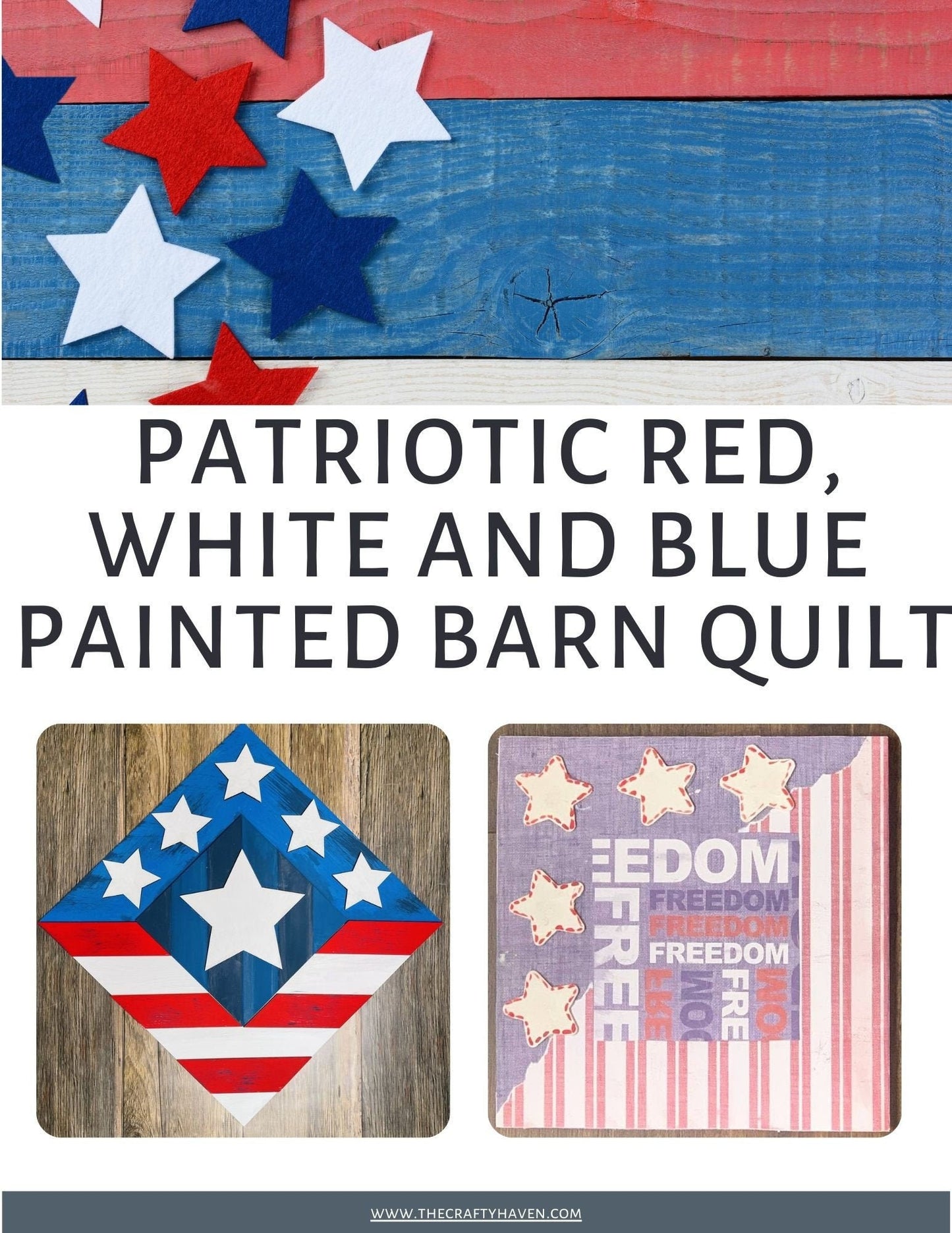 24x24" Patriotic Red White and Blue Painted Digital Barn Quilt PDF SVG Pattern