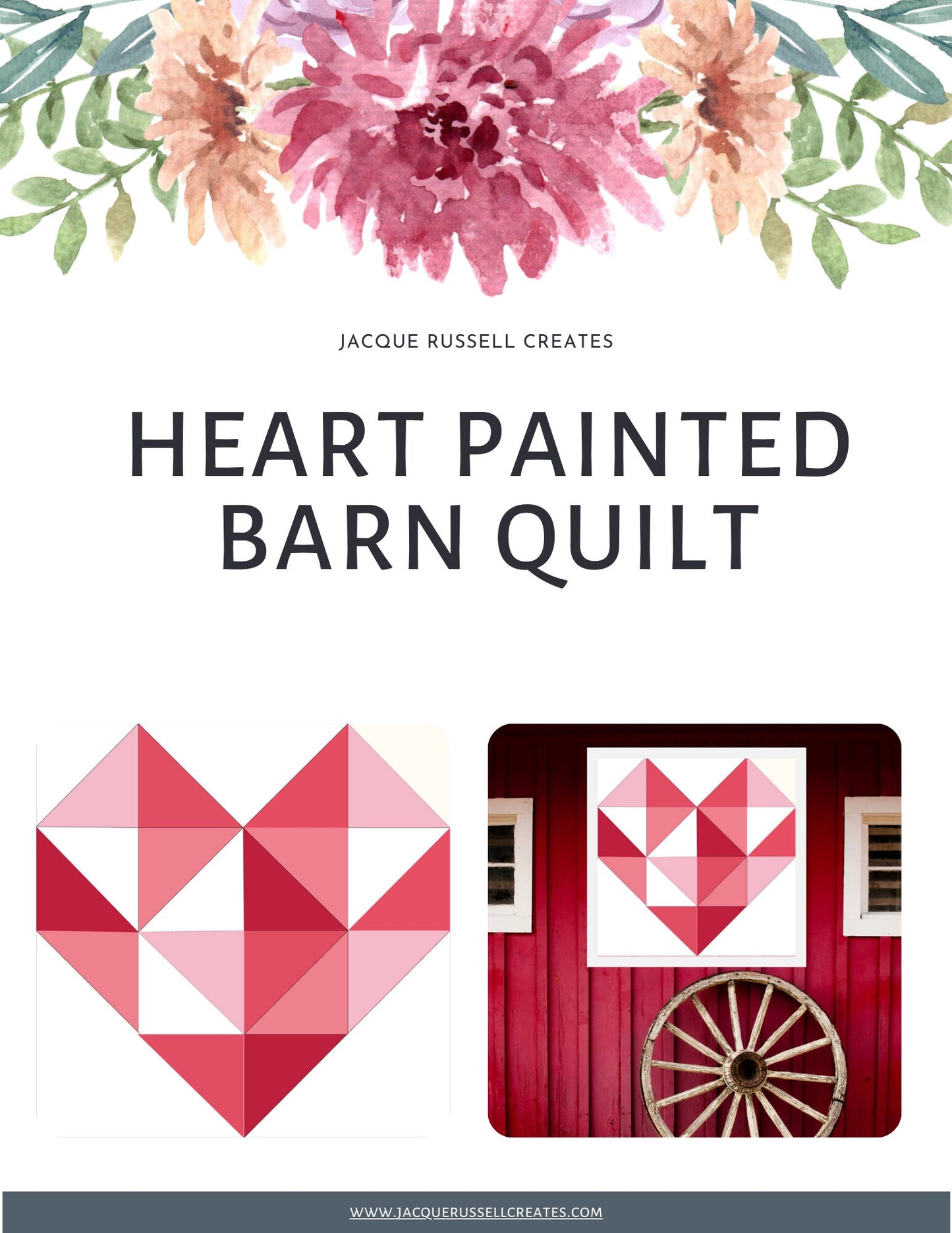 48x48" Heart Painted barn Quilt Digital PDF SVG Pattern