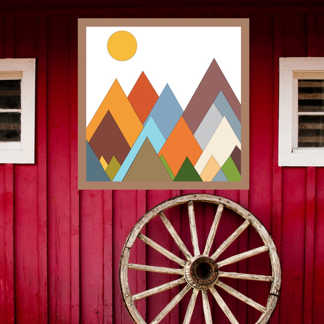 12x12" Mountains Barn Quilt Digital SVG PDF printable download pattern