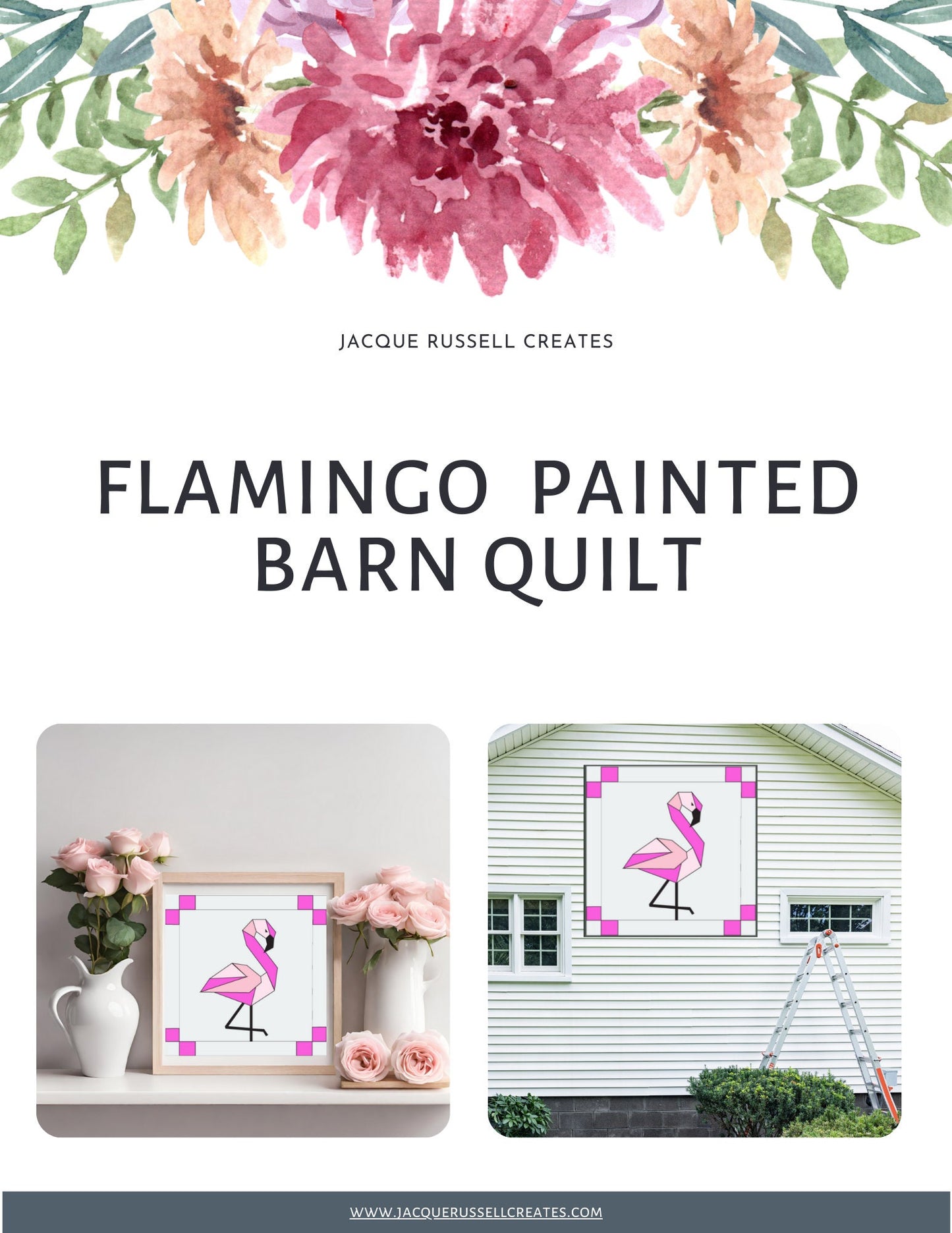 12x12" Flamingo Barn Quilt Digital PDF SVG Printable Pattern | Wood Barn Quilt | Paint yourself Barn Quilt downable PDF