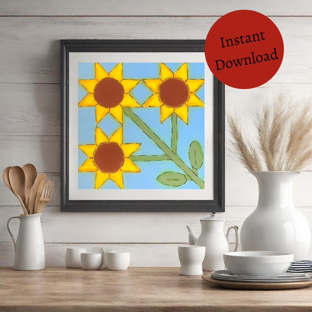 12x12" Sunflower Barn Quilt PDF Pattern