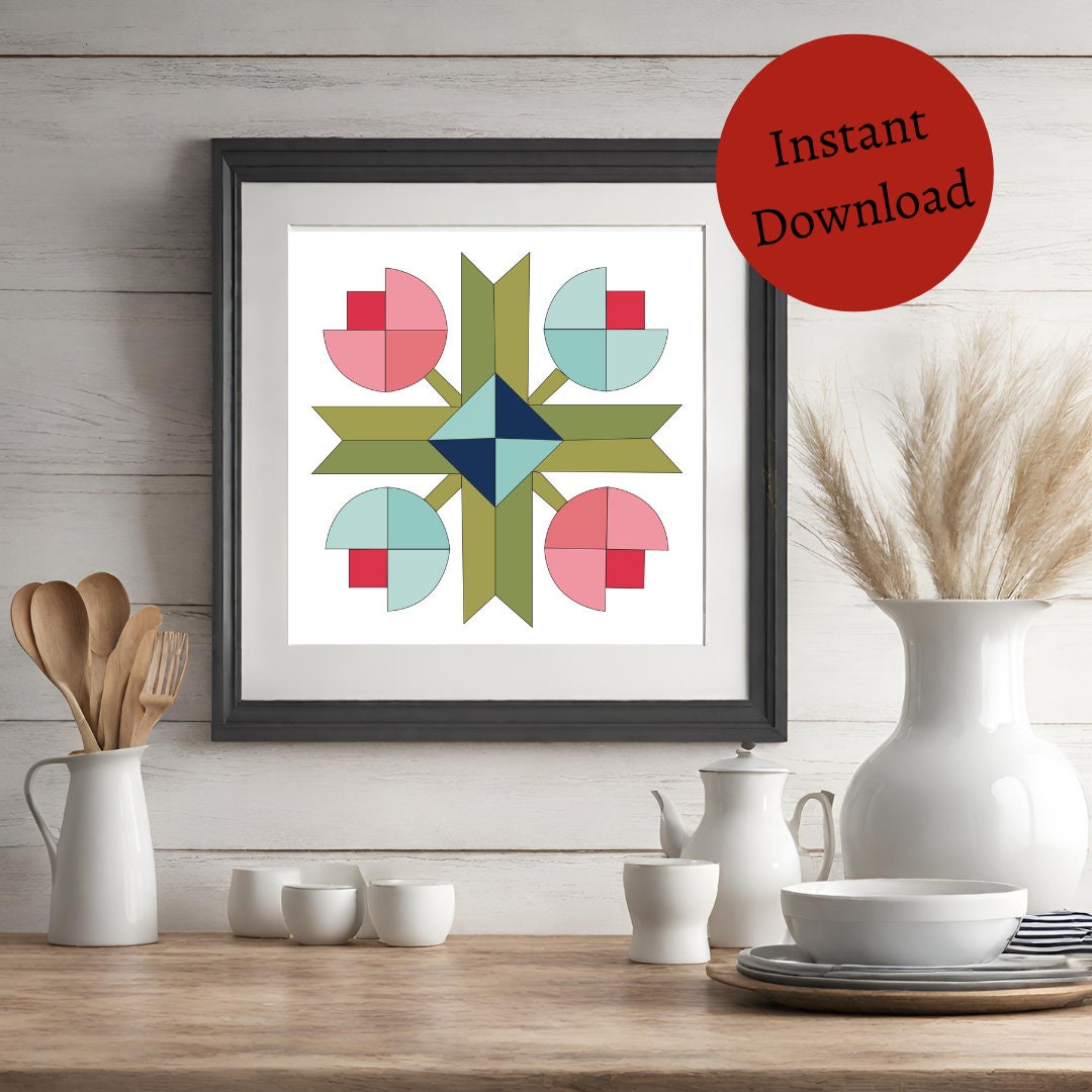 24x24" Flower Patch Barn Quilt Digital PDF SVG Downloadable Pattern
