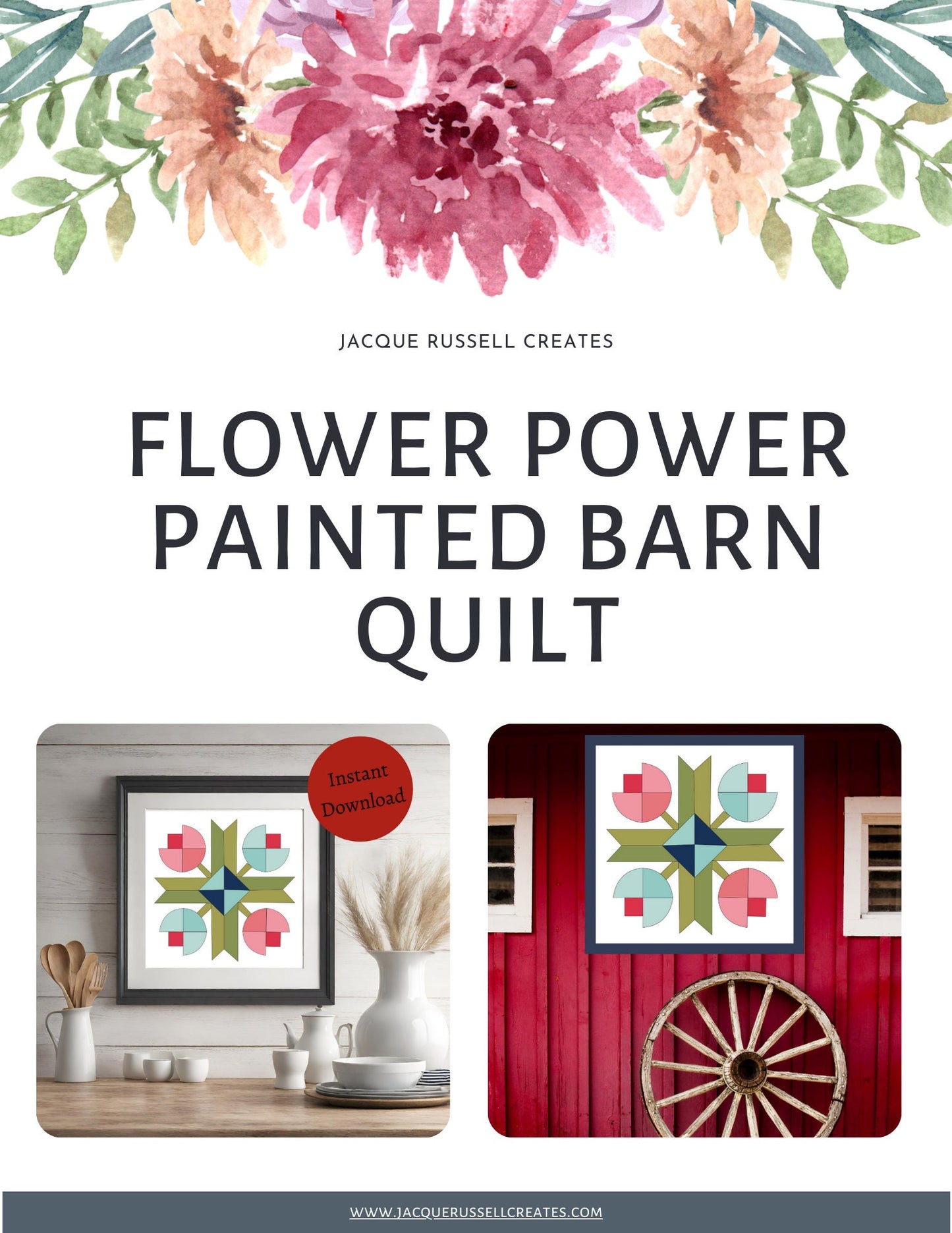 12x12" Flower Patch Barn Quilt Digital PDF SVG Downloadable Pattern