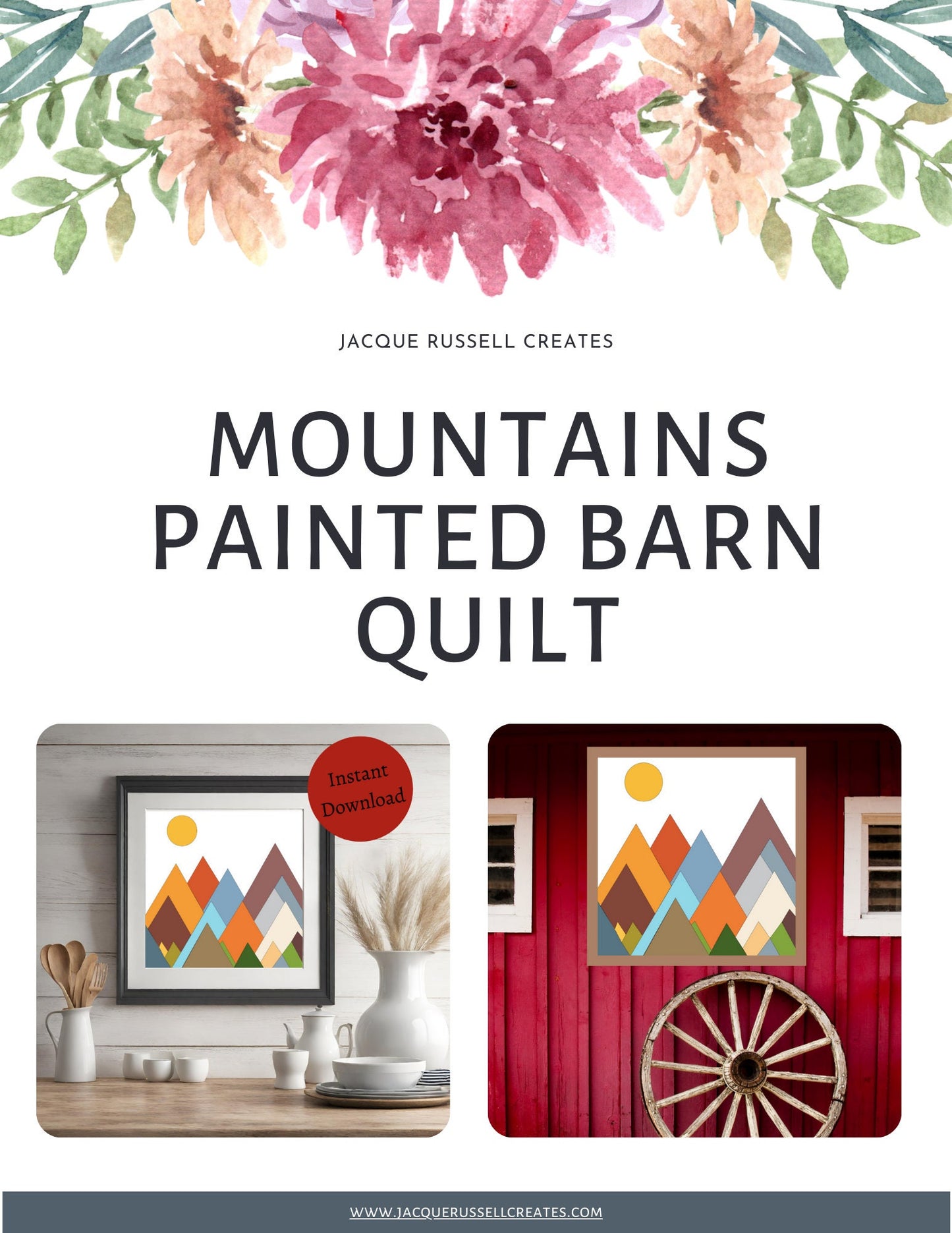 Mountains Barn Quilt Digital SVG PDF printable download pattern Bundle