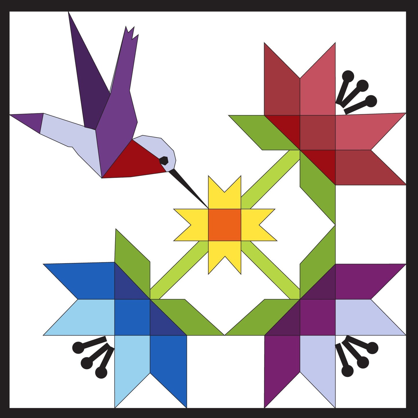 Hummingbird Barn Quilt PDF Pattern, SVG Pattern, Wood quilt to paint for outdoors Bundle