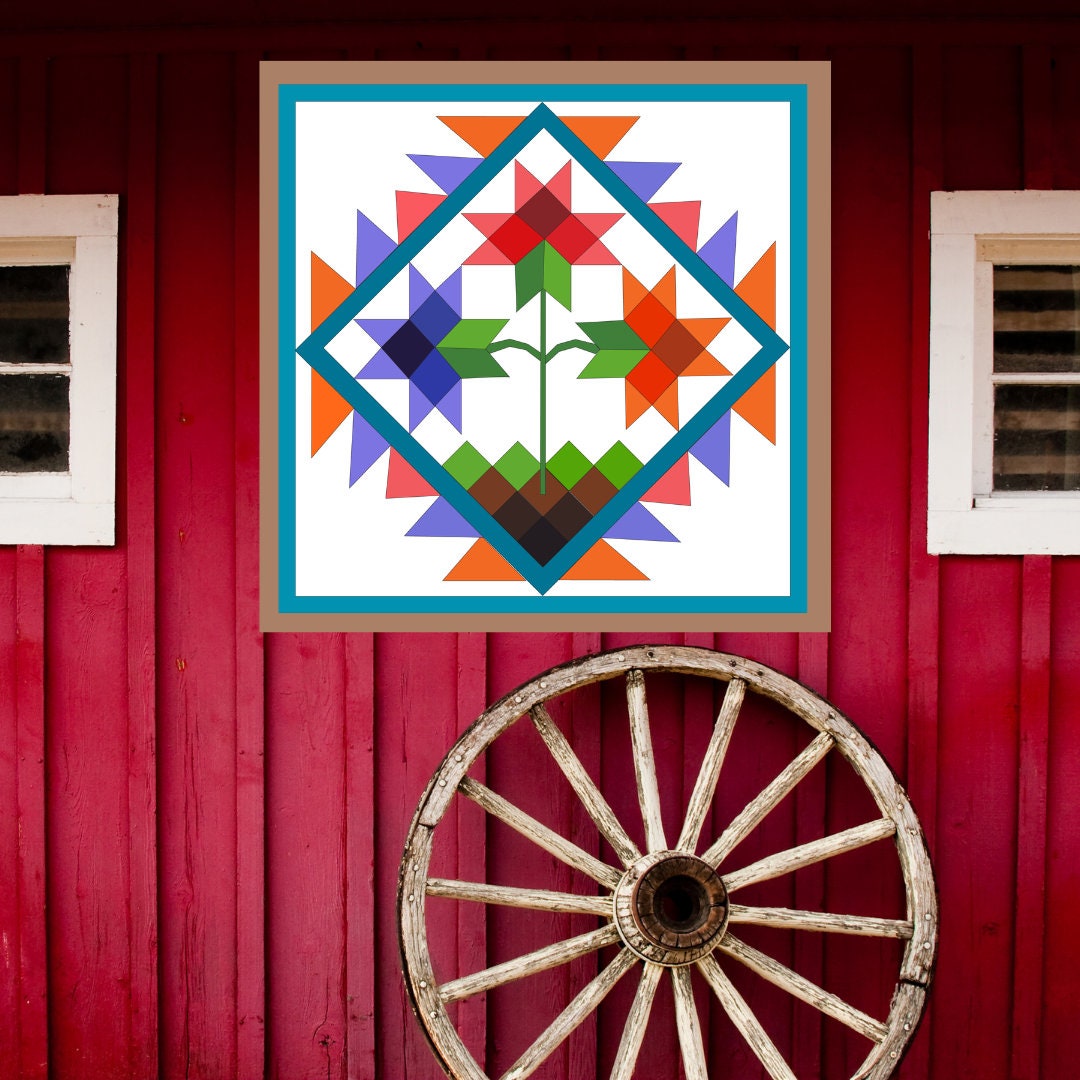 12x12 Spring Bloom Barn Quilt PDF Pattern, SVG Pattern, Wood quilt to paint for outdoors