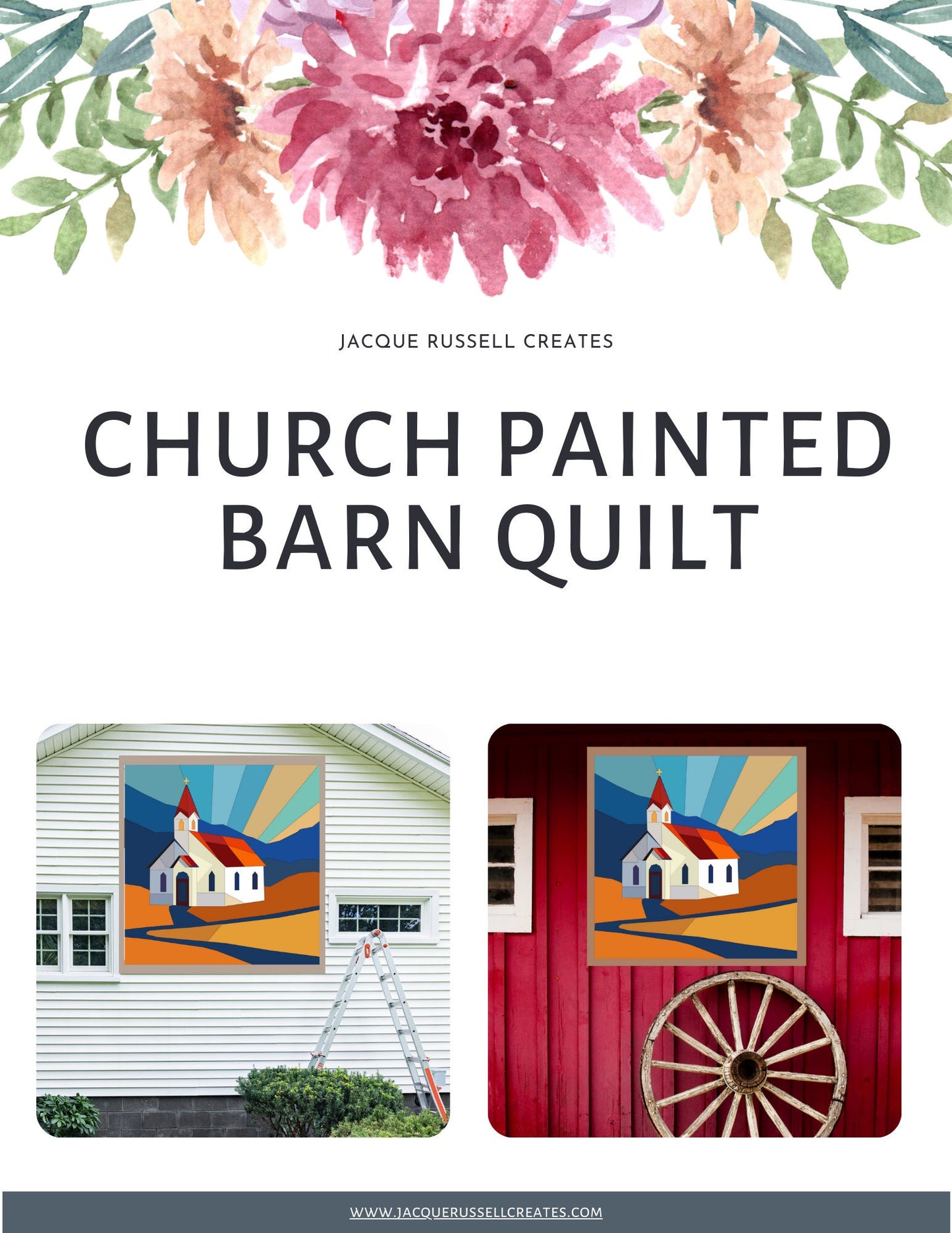 12x12" Church Barn Quilt Digital PDF Pattern