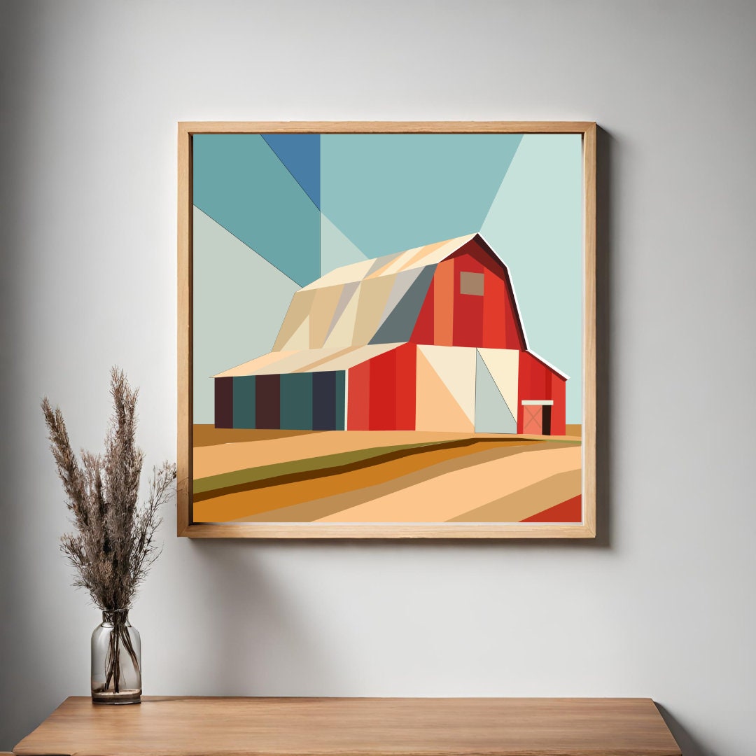 24x24" Barn Scene Barn Quilt Digital PDF SVG Pattern