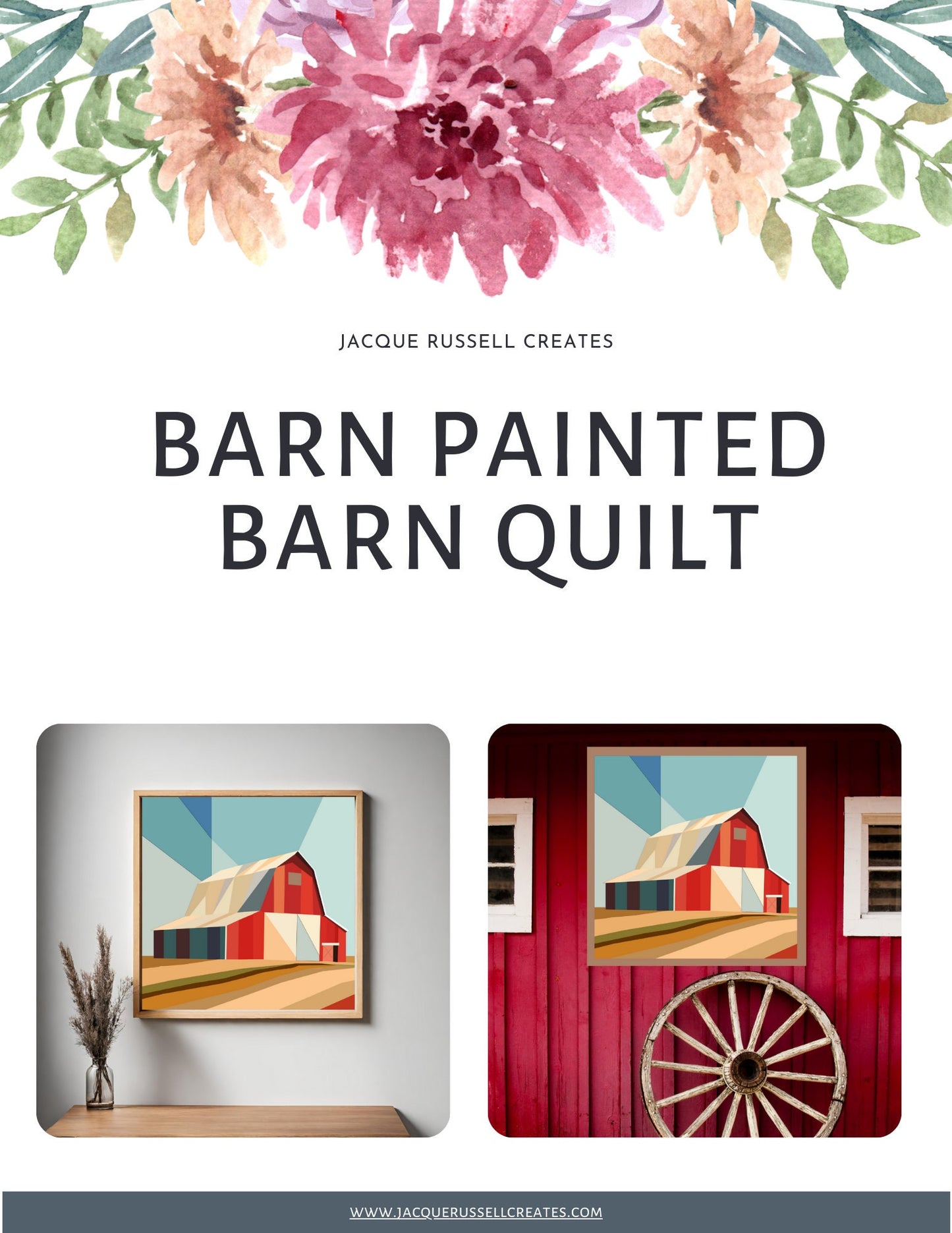 48x48" Barn Scene Barn Quilt Digital PDF SVG Pattern