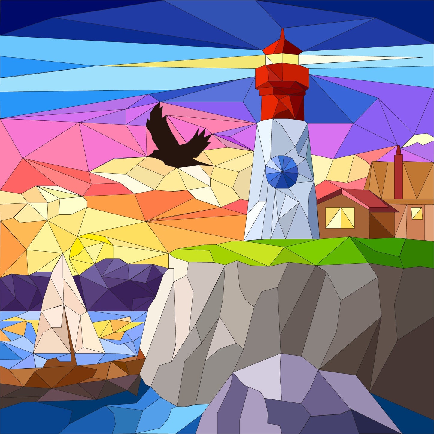 24x24" Lighthouse Barn Quilt PDF Pattern, SVG Pattern, Wood quilt to paint for outdoors Bundle