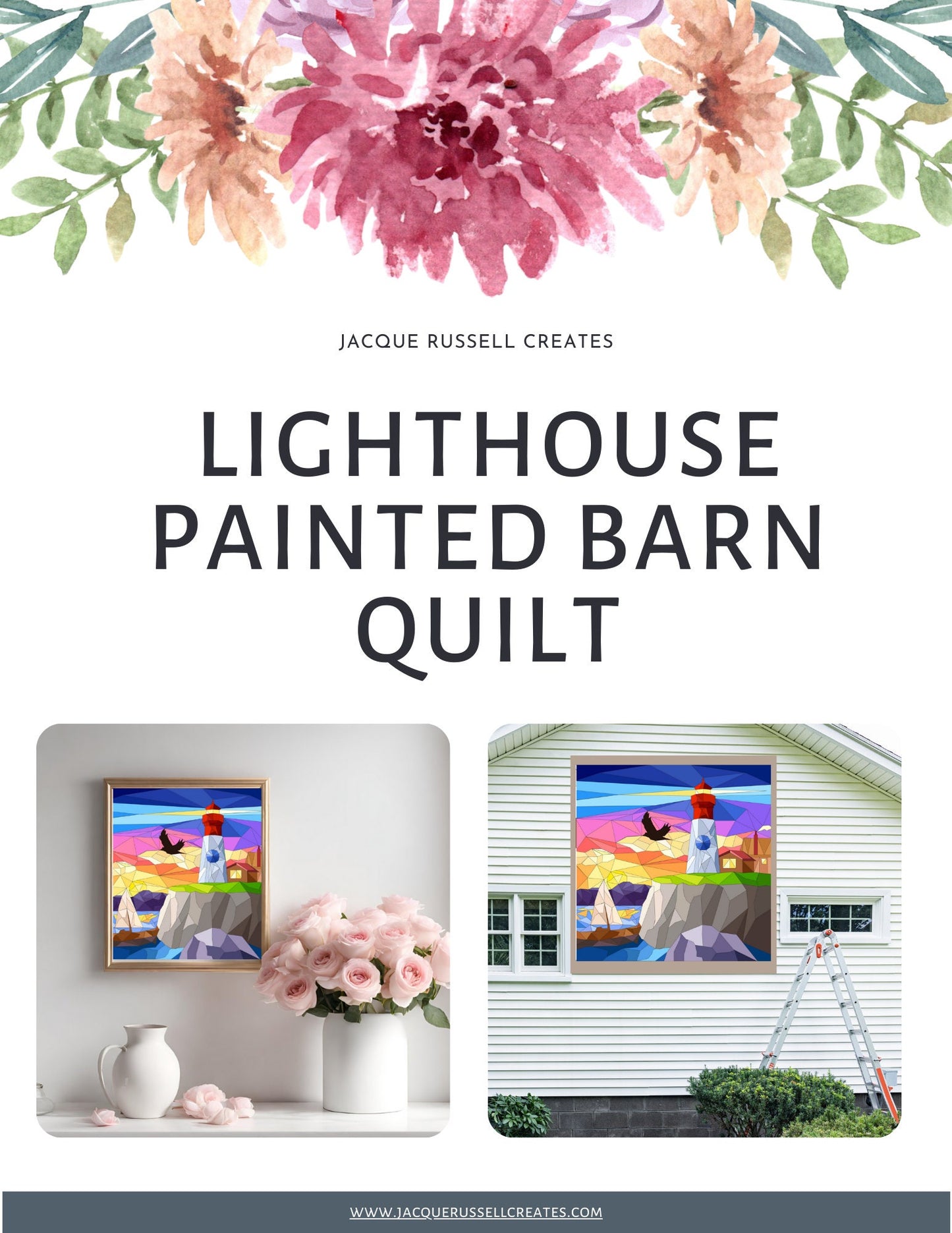 Lighthouse Barn Quilt PDF Pattern, SVG Pattern, Wood quilt to paint for outdoors
