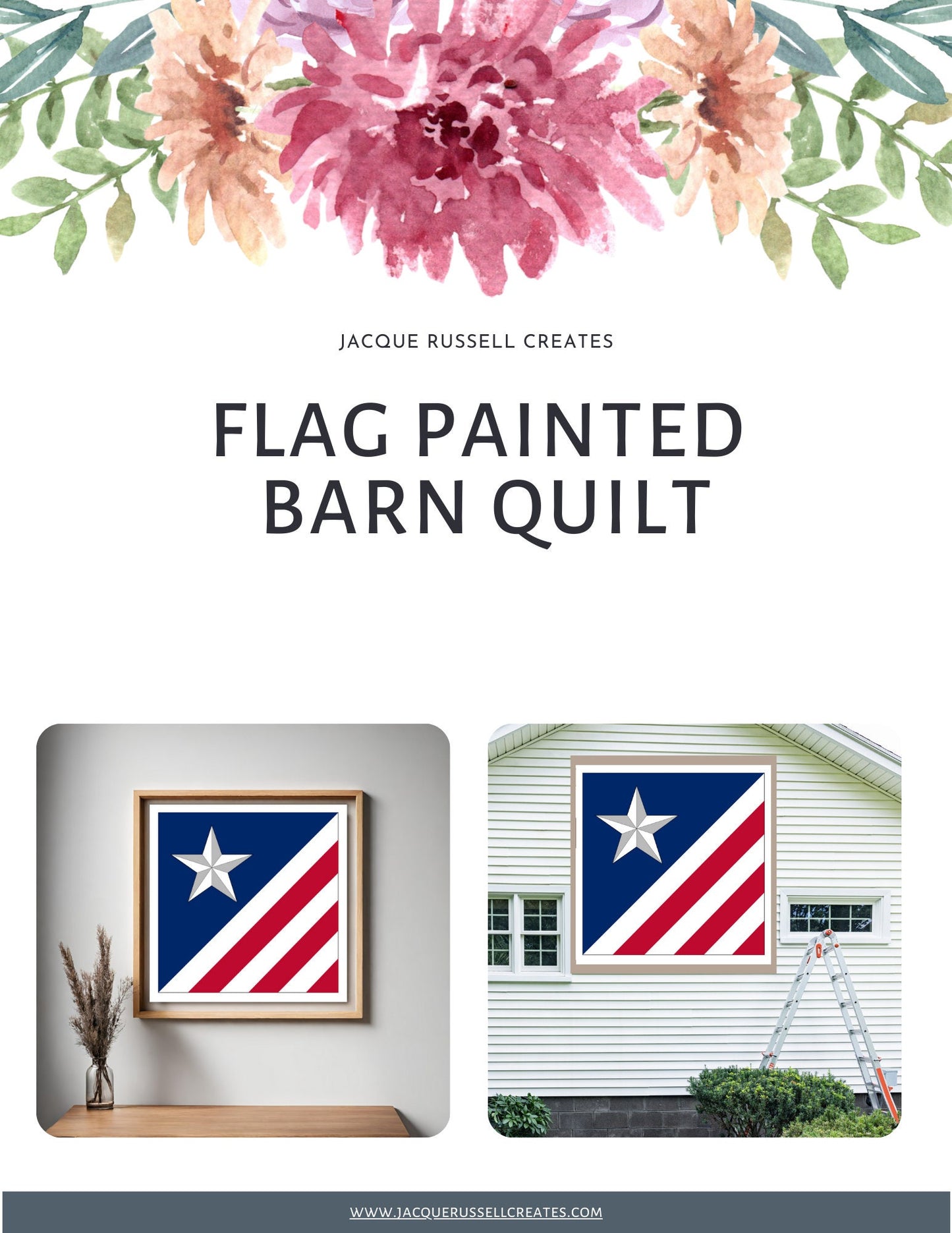 Flag Barn Quilt PDF Pattern, SVG Pattern, Wood quilt to paint for outdoors Bundle