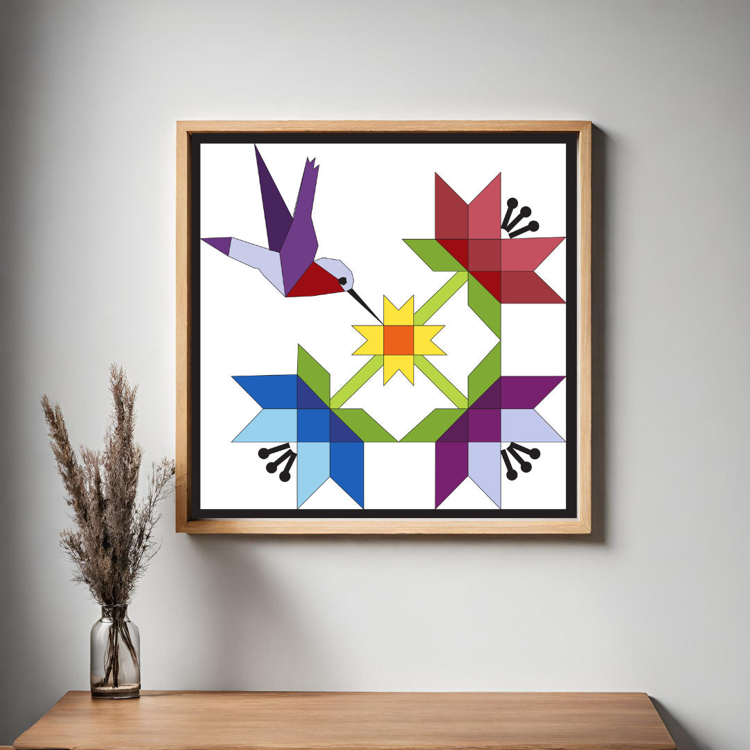 48x48" Hummingbird Barn Quilt PDF Pattern, SVG Pattern, Wood quilt to paint for outdoors