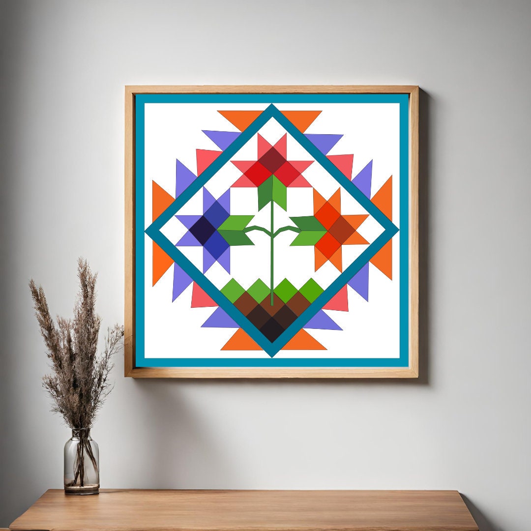 48x48" Spring Bloom Barn Quilt PDF Pattern, SVG Pattern, Wood quilt to paint for outdoors
