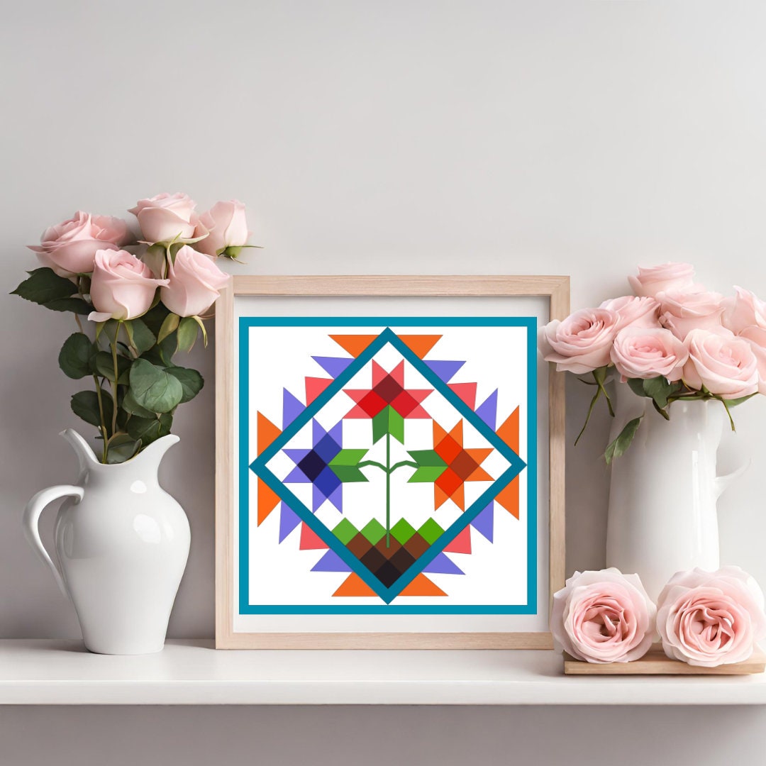 48x48" Spring Bloom Barn Quilt PDF Pattern, SVG Pattern, Wood quilt to paint for outdoors