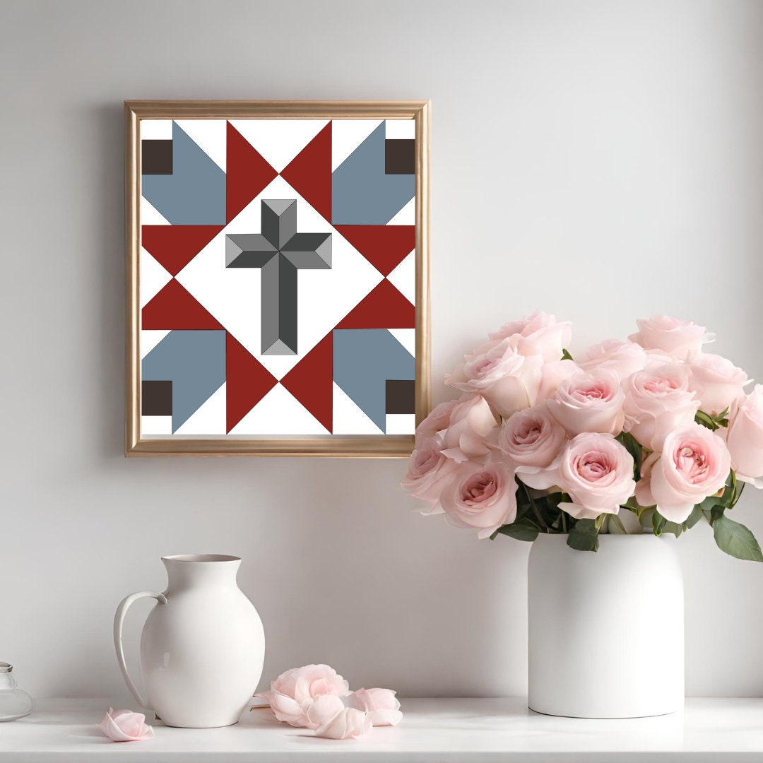 12x12" Cross Barn Quilt PDF Pattern, SVG Pattern, Wood quilt to paint for outdoors Bundle