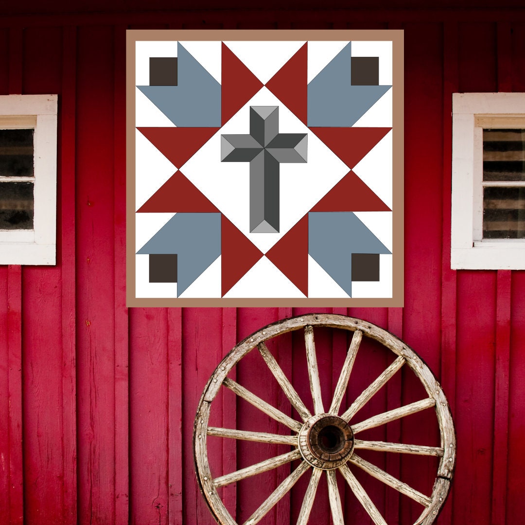 48x48" Cross Barn Quilt PDF Pattern, SVG Pattern, Wood quilt to paint for outdoors Bundle