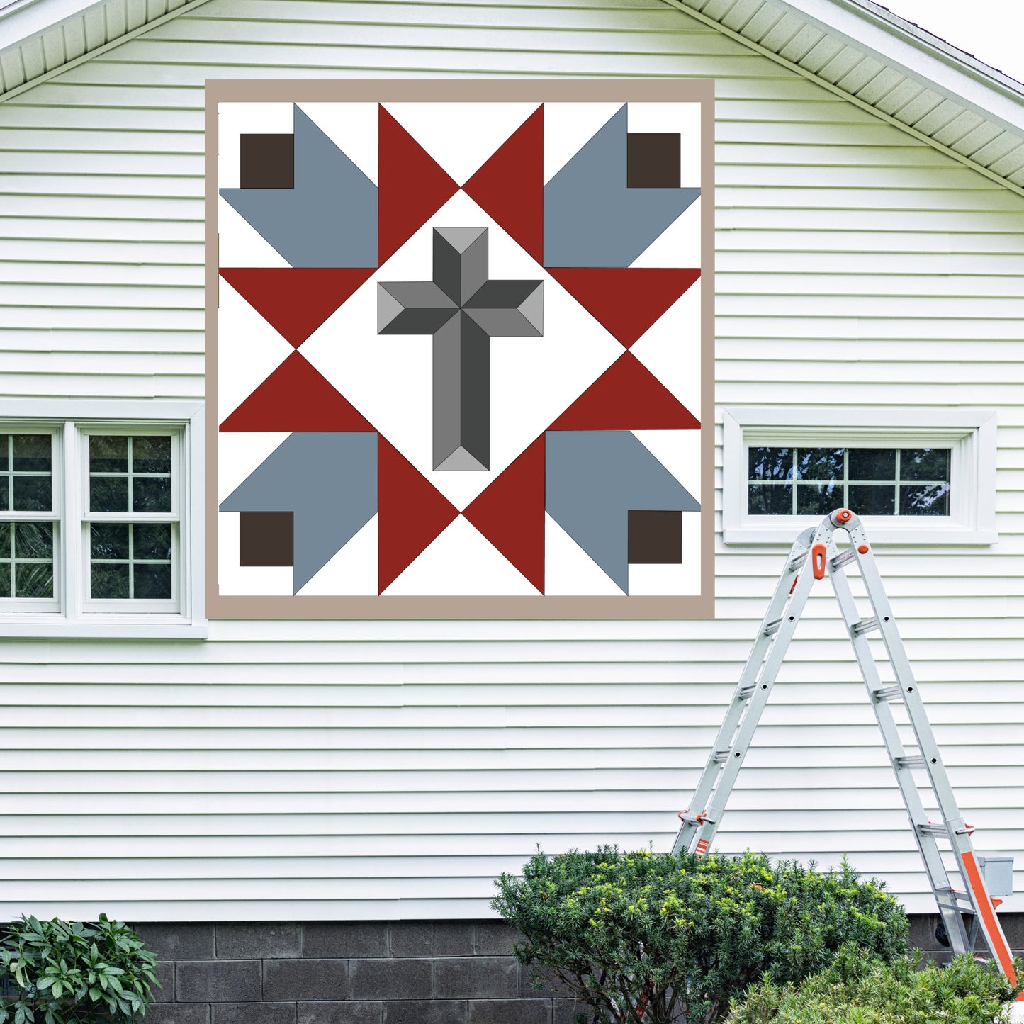 24x24" Cross Barn Quilt PDF Pattern, SVG Pattern, Wood quilt to paint for outdoors Bundle