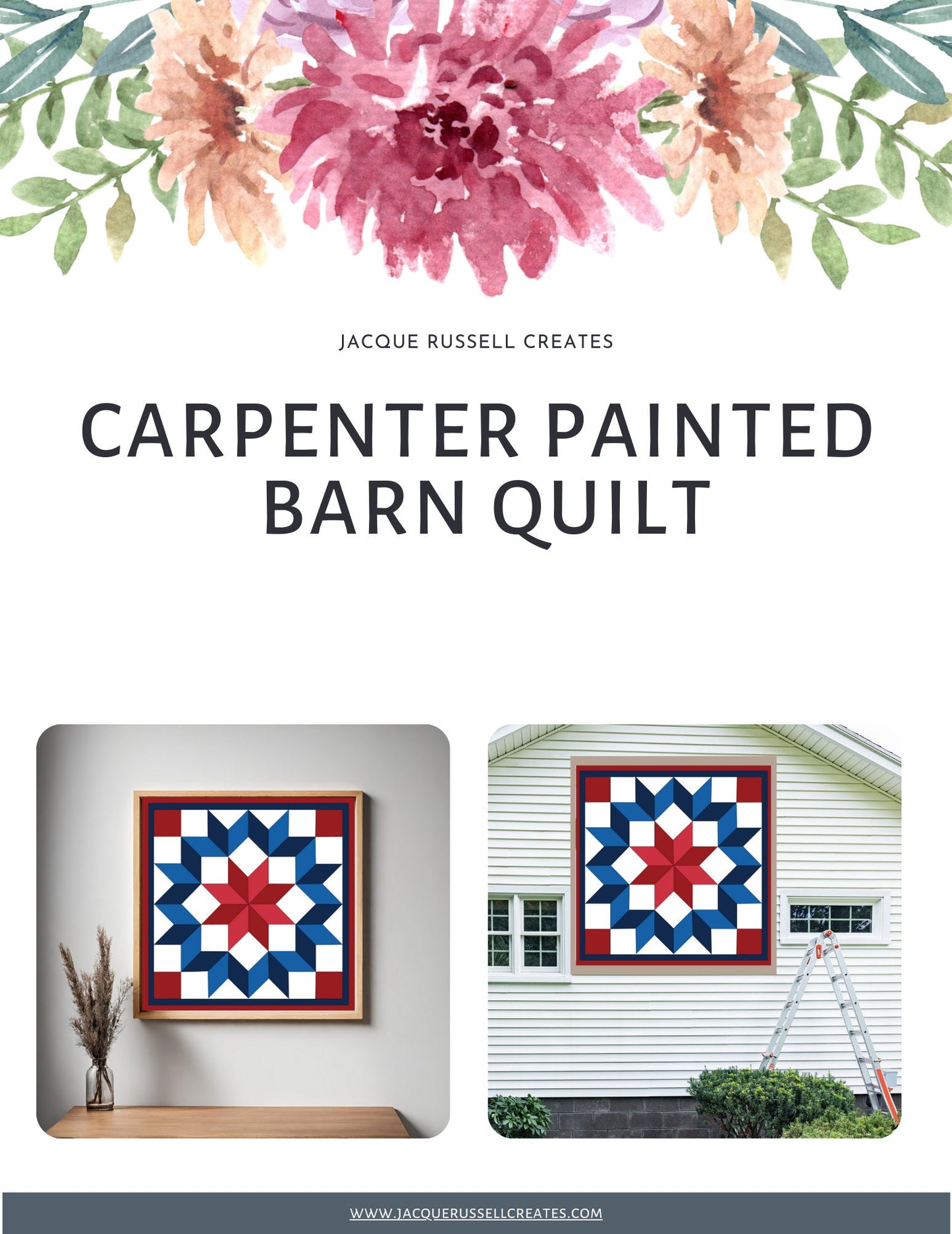 24x24" Carpenter Barn Quilt PDF Pattern, SVG Pattern, Wood quilt to paint for outdoors Bundle