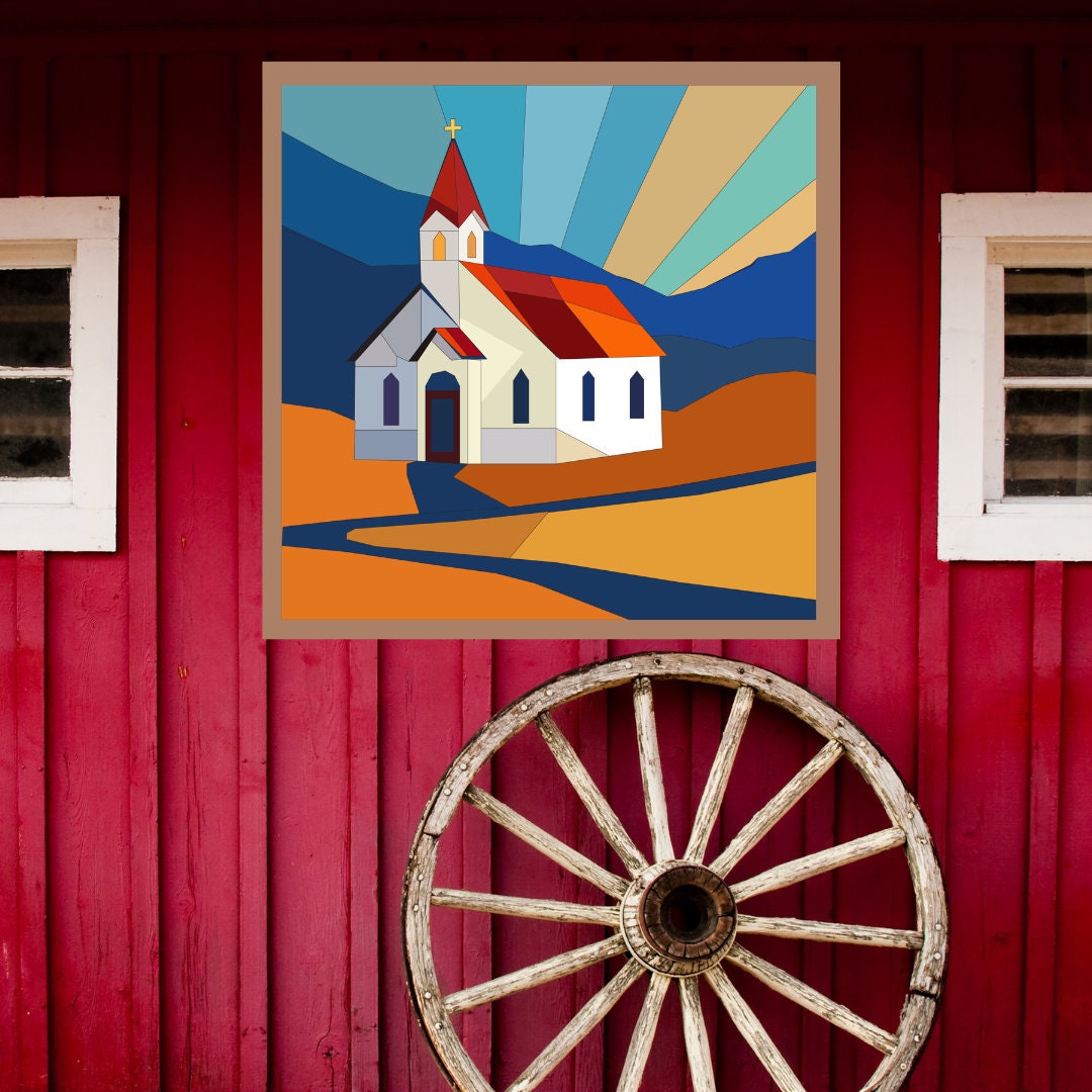 12x12" Church Barn Quilt Digital PDF Pattern