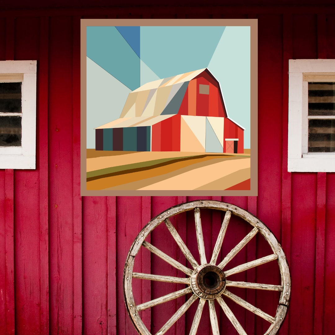 24x24" Barn Scene Barn Quilt Digital PDF SVG Pattern