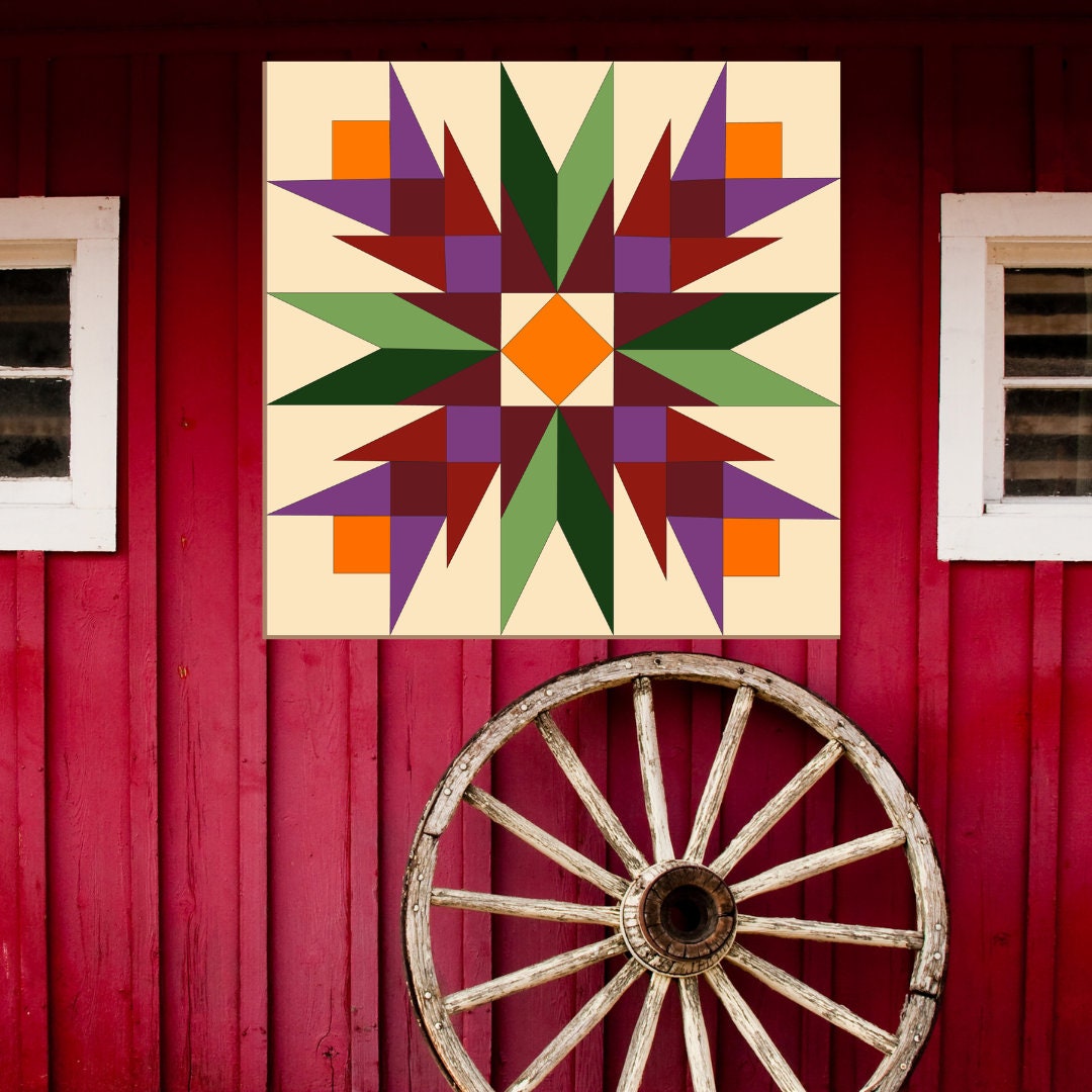 48x48" Double Crocus Barn Quilt PDF Pattern, SVG Pattern, Wood quilt to paint for outdoors