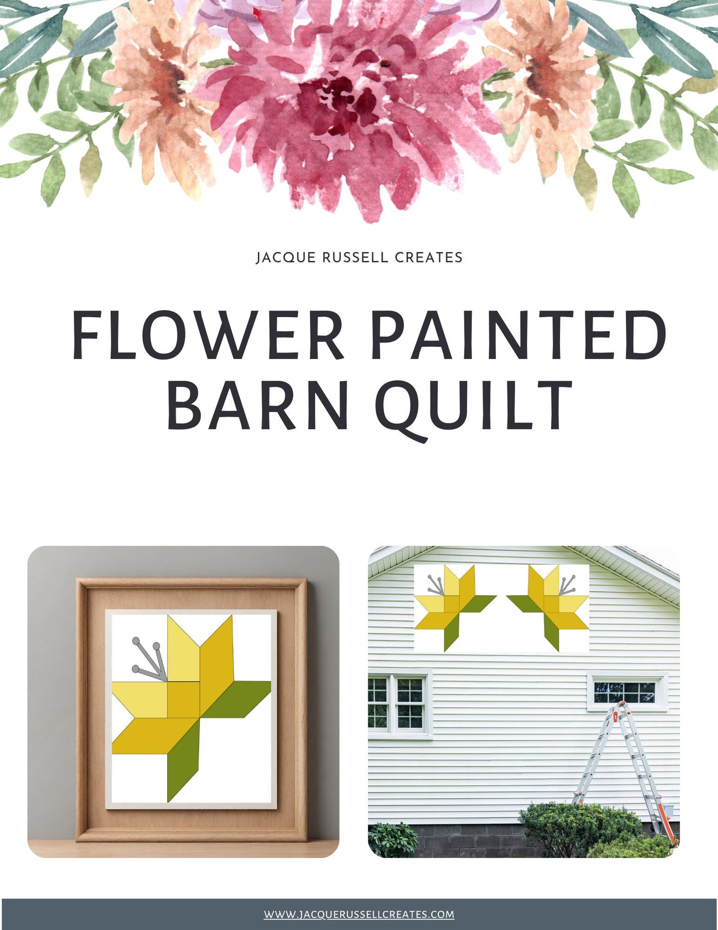 Flower Barn Quilt PDF Pattern, SVG Pattern, Wood quilt to paint for outdoors