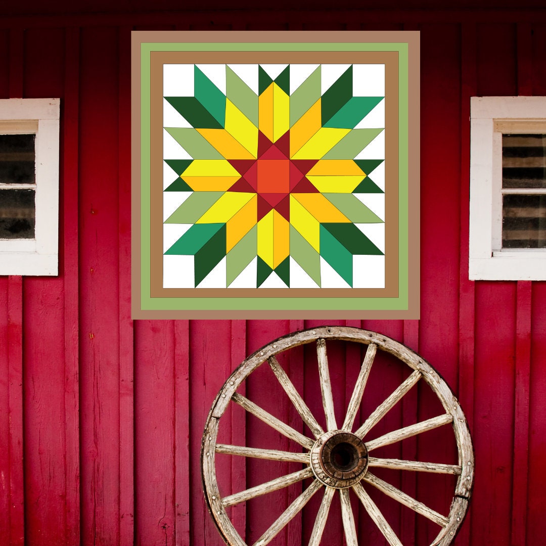 48x48" Sunflower barn Quilt PDF Pattern, SVG Pattern, Wood quilt to paint for outdoors Bundle, Barn quilt, wood painted barn quilt patterns