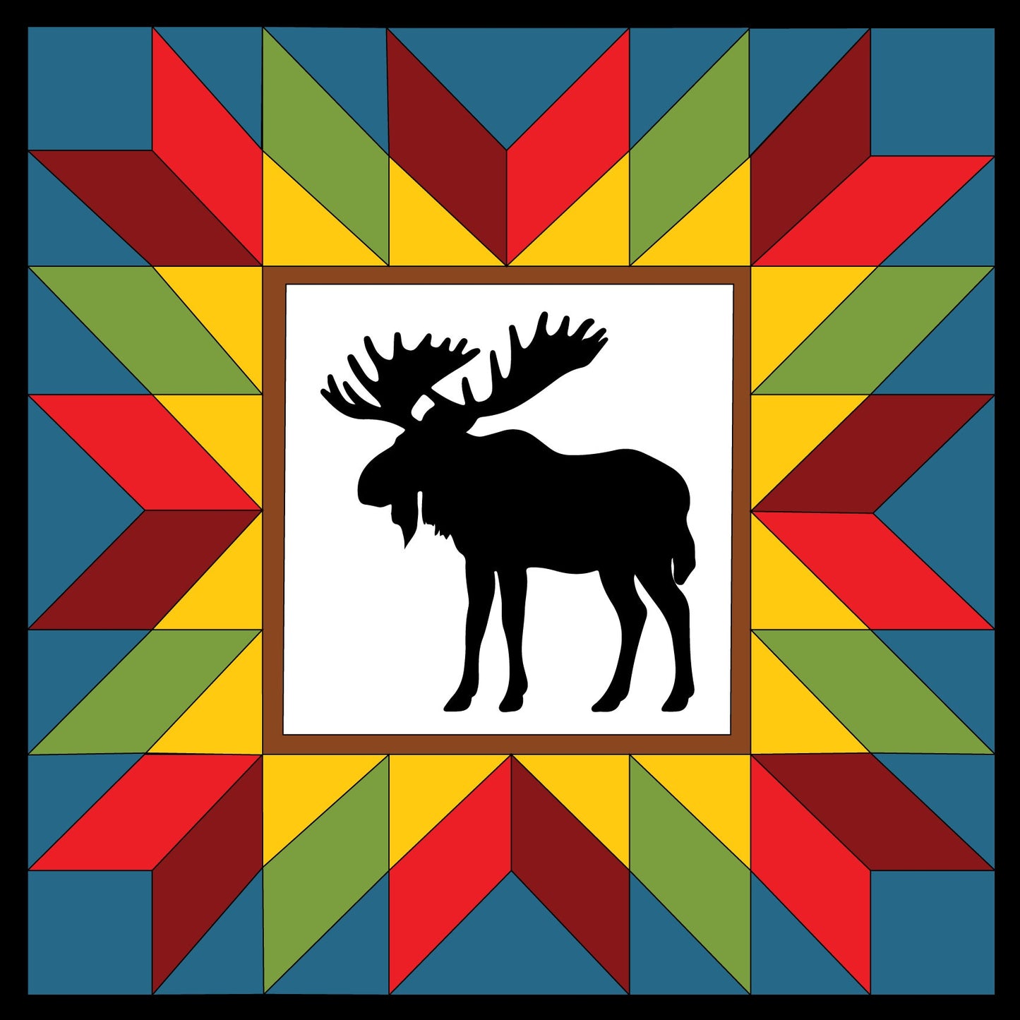 24x24" Moose In the Wild barn Quilt PDF Pattern, SVG Pattern, Wood quilt to paint for outdoors, Barn quilt, wood painted barn quilt patterns