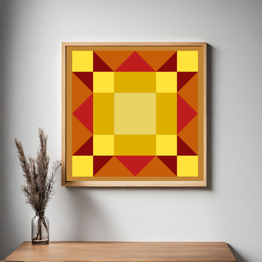 24x24" Sunset Barn Quilt PDF Pattern, SVG Pattern, Wood quilt to paint for outdoors Bundle