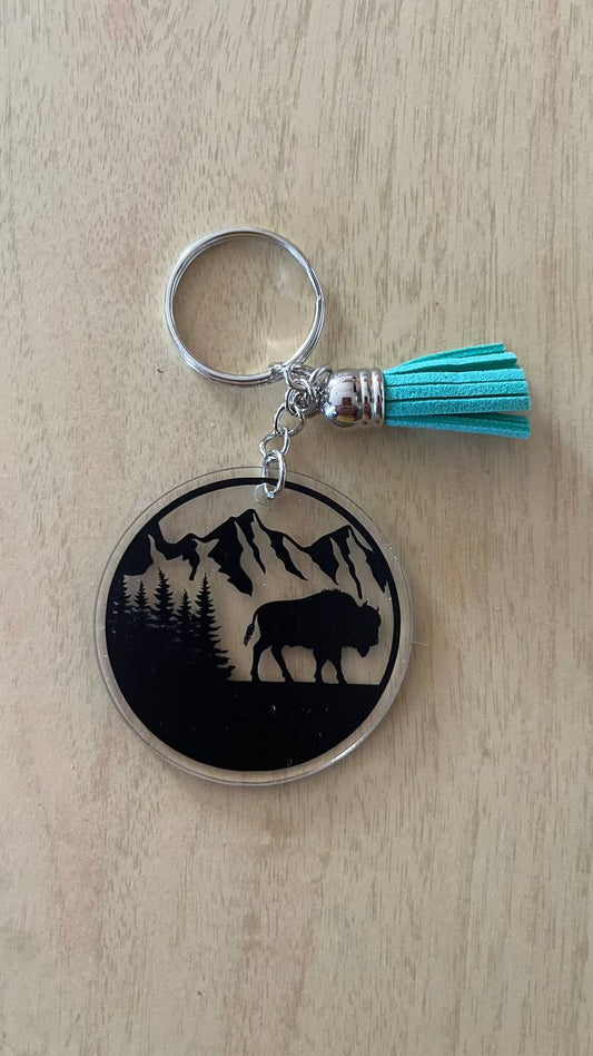 Forest Animals Acrylic Keychain with vinyl design