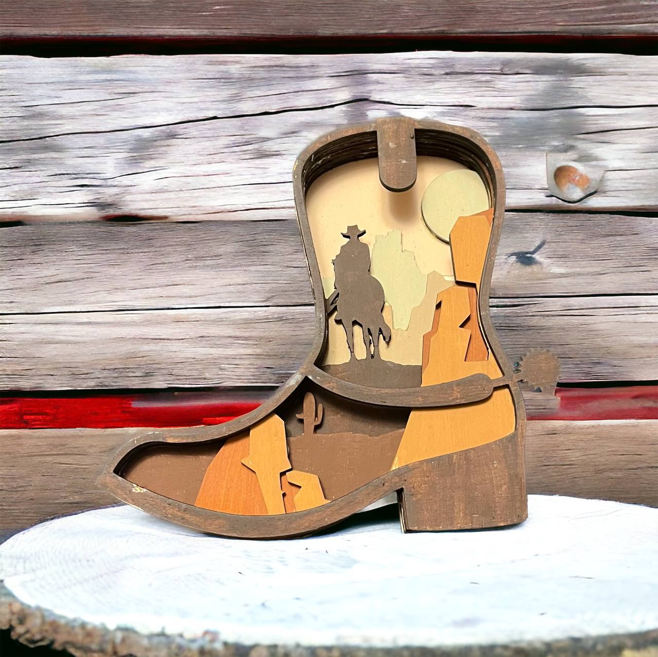 3D layered Cowboy Boot