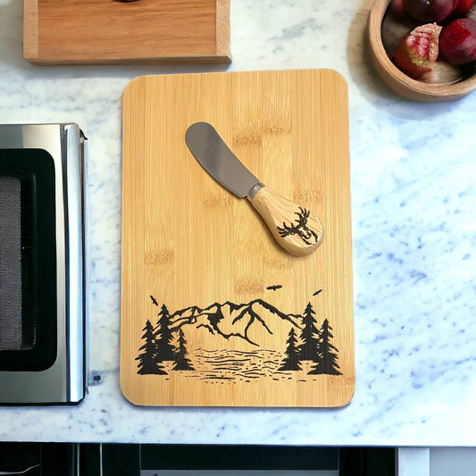 Cheese Board with Moose head Knife