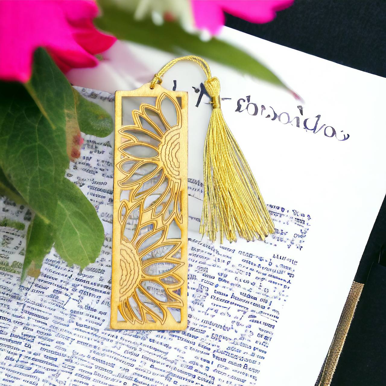 Bookmark with Sunflower cut out