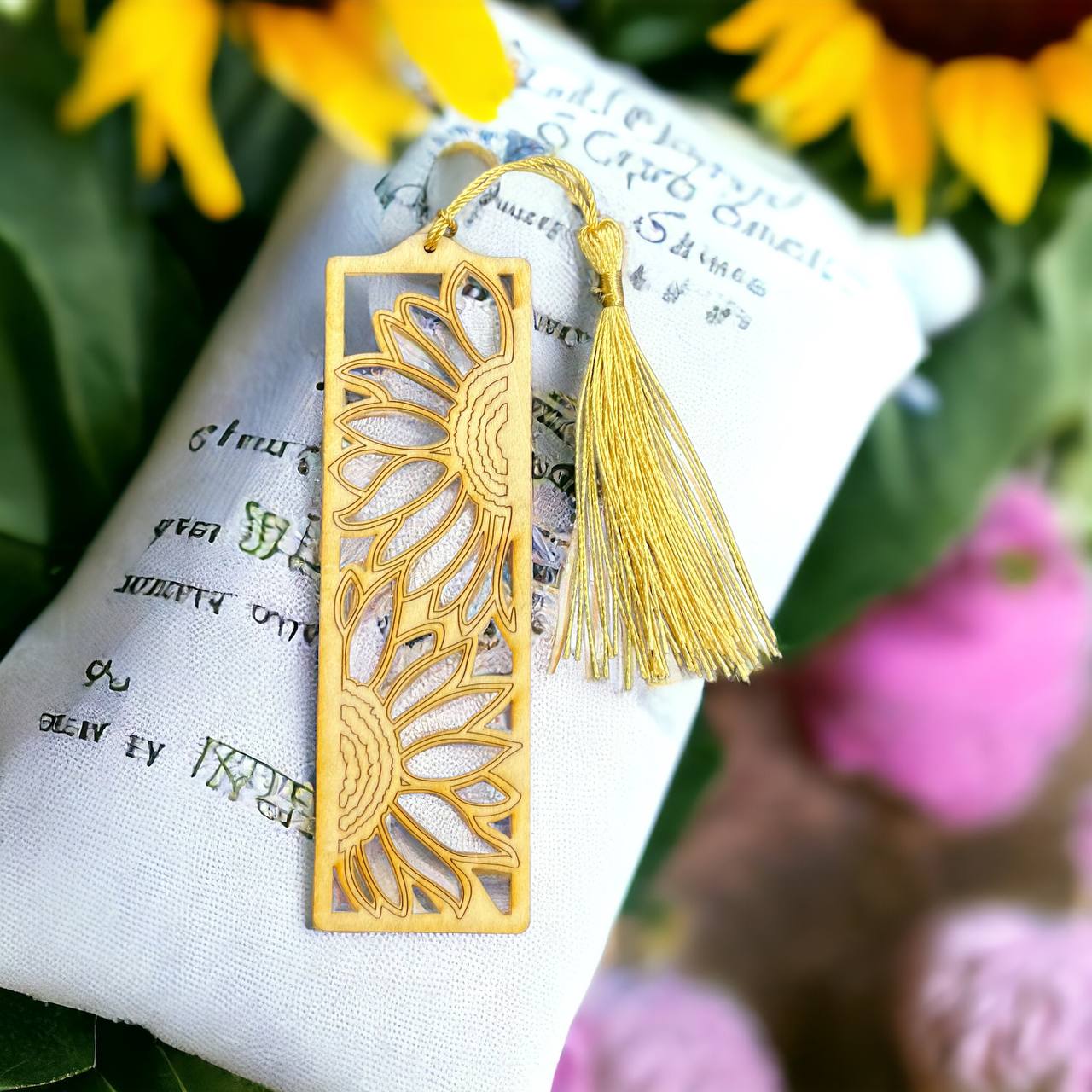 Bookmark with Sunflower cut out