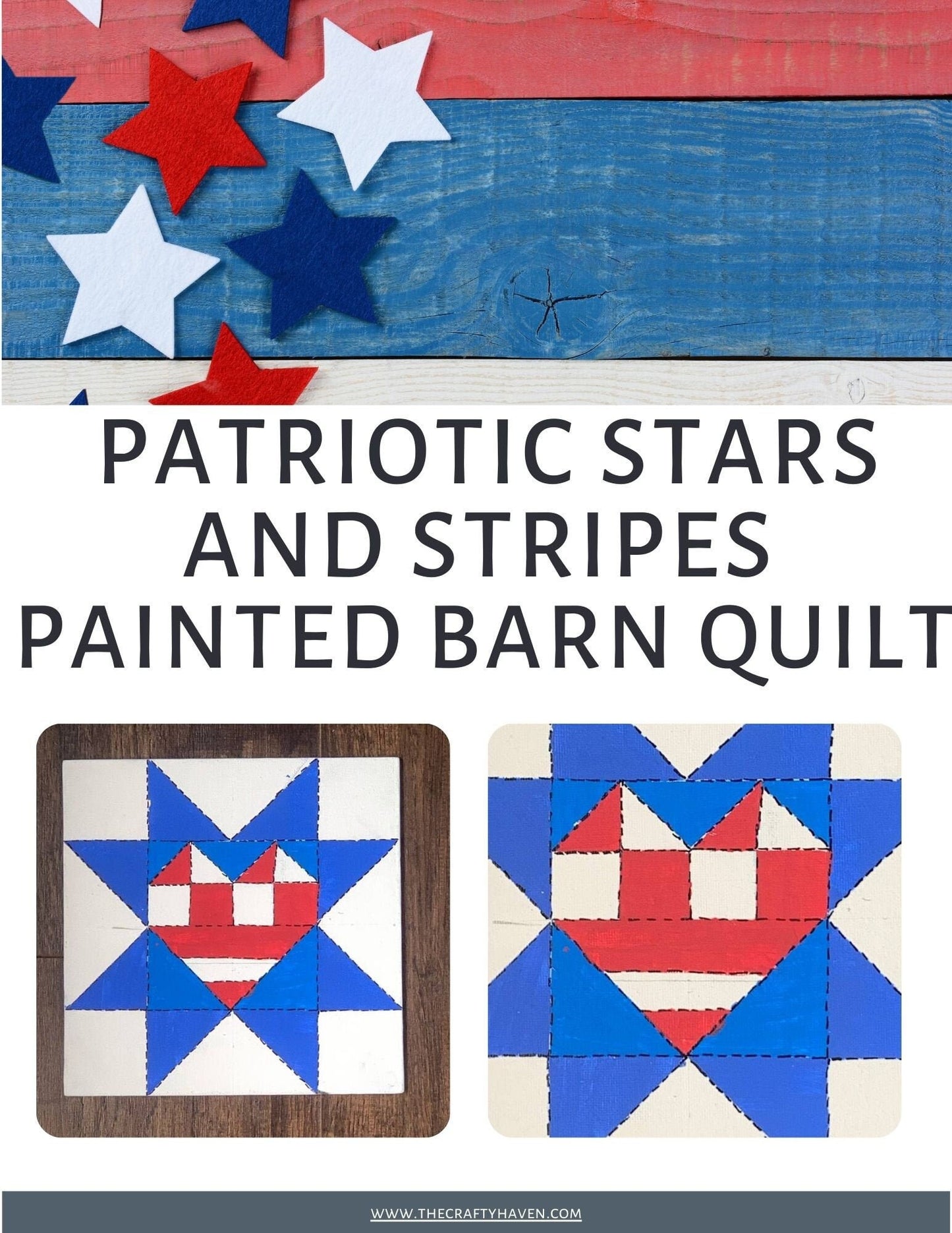 Patriotic Stars and Stripes Painted barn Quilt PDF Pattern