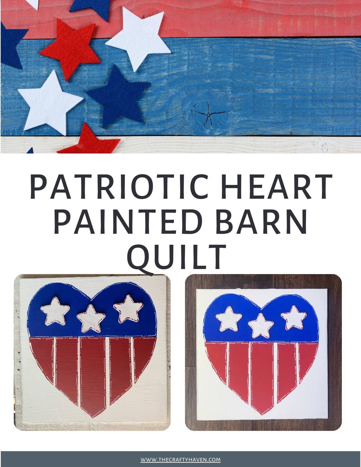 Patriotic Heart Painted Barn Quilt PDF Pattern